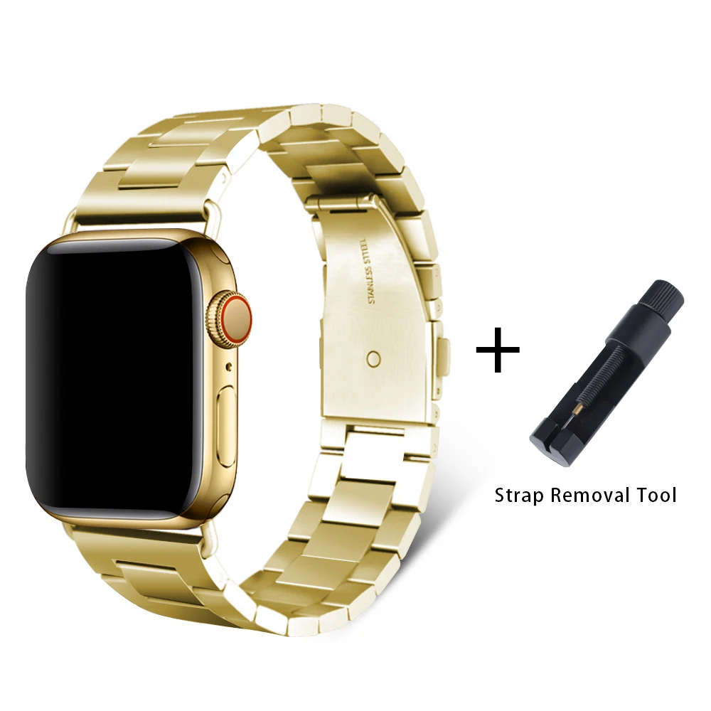 golden Ремешок из нержавеющей стали для Apple Watch 42 мм серия 5 4 3 2 1 сменная классическая версия для iWatch ремешок 38 мм металлический ремень - Цвет ремешка: golden
