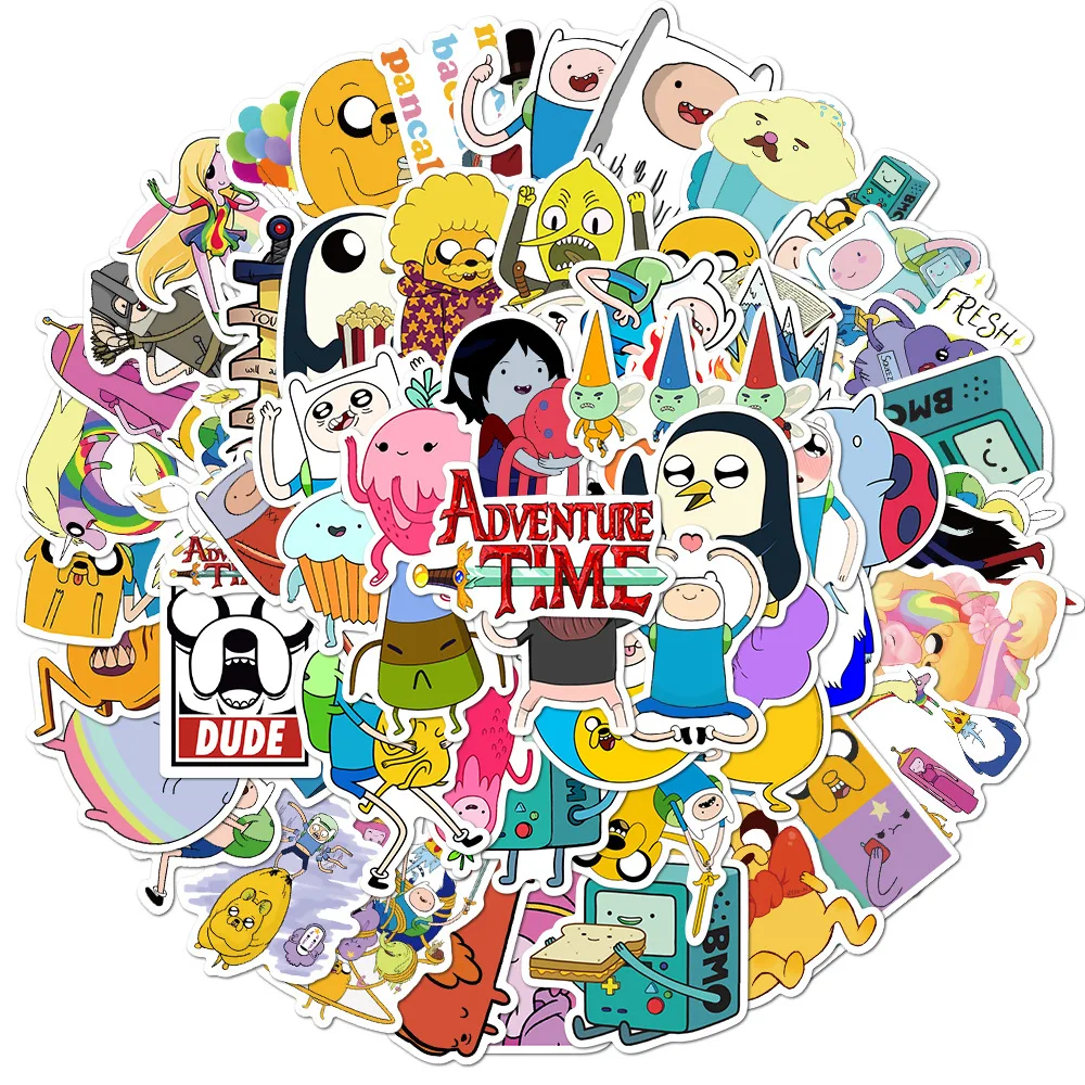 

10/100Pcs/Set Cartoon Stickers Adventure Time Pack For Kids on The Phone Laptop Fridge Skateboard Travel Suitcase Sticker