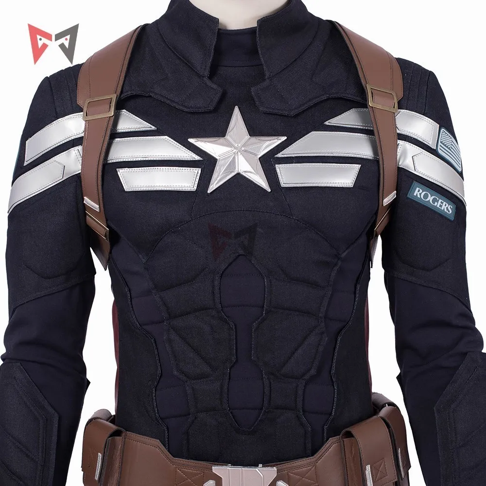 Мстители 4 эндшпиль Капитан Америка Косплей Костюм Steve Rogers шлем Топы Брюки пояс Набор для Хэллоуина Карнавал индивидуальный заказ
