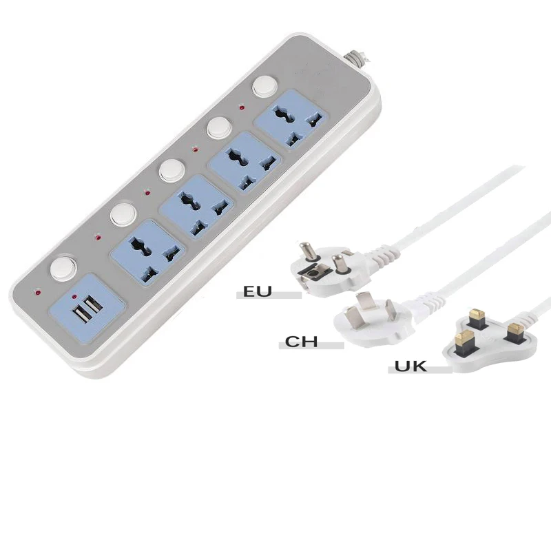 Smart 2 круглый контактный ЕС розетка независимый переключатель Мощность полосы с