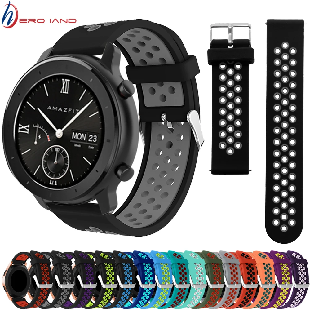 22 мм 20 силиконовый ремешок для часов Xiaomi Huami Amazfit GTR 47 42 GTS умный браслет Цветной