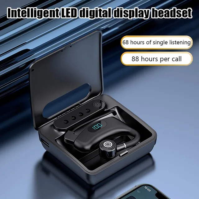 

V12 Business Data Display Battery-Mounted Ear-Mounted Bluetooth Headset Fashion Earphone Music Sports HiFi Sound Earpiece