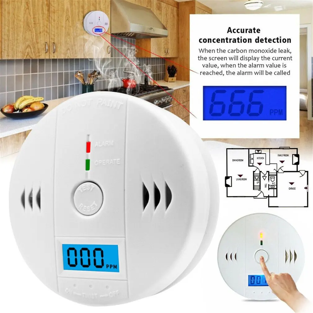 

Carbon Monoxide Alarm Built-in 85dB siren sound Independent Home Safety Device Warning Alarm Detector