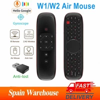 w1w2 fly air mouse voice remote control mini keyboard microphone wireless gyroscope sensing for smart android tv box set top box