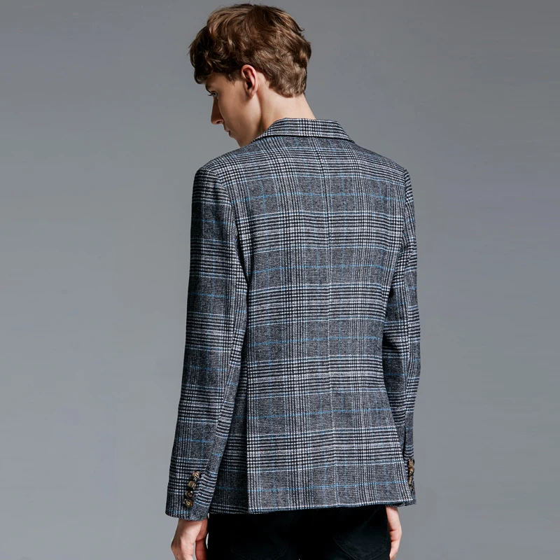 

Mens Luxury Plaid Single Buttons Men Spring And Autumn Veste Homme Costume Blazer Masculino Slim Fit