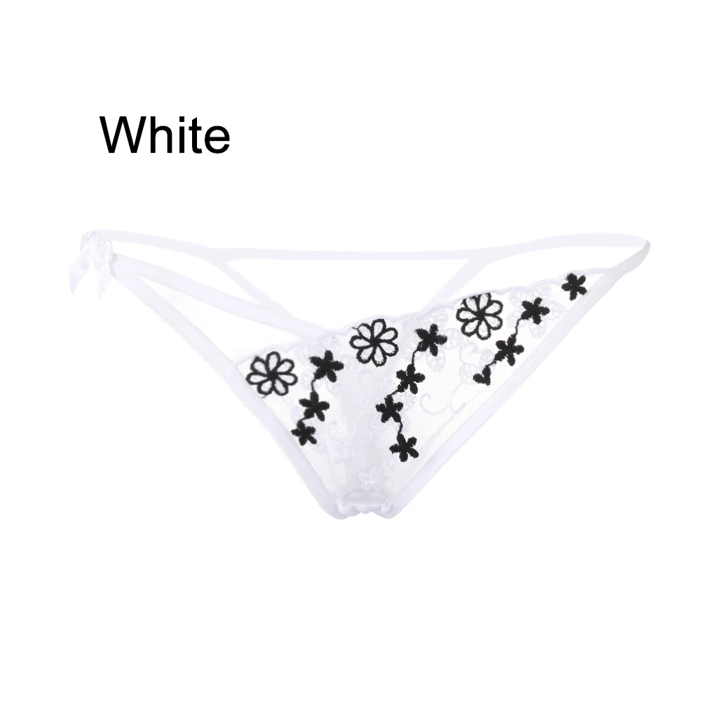 Style 2-white Сексуальные эротические бандажные стринги, стринги, женское нижнее белье, Т-образный вырез, Бабочка, цветочное нижнее белье, кружевные трусики, полые бесшовные трусы - Цвет: Style 2-white