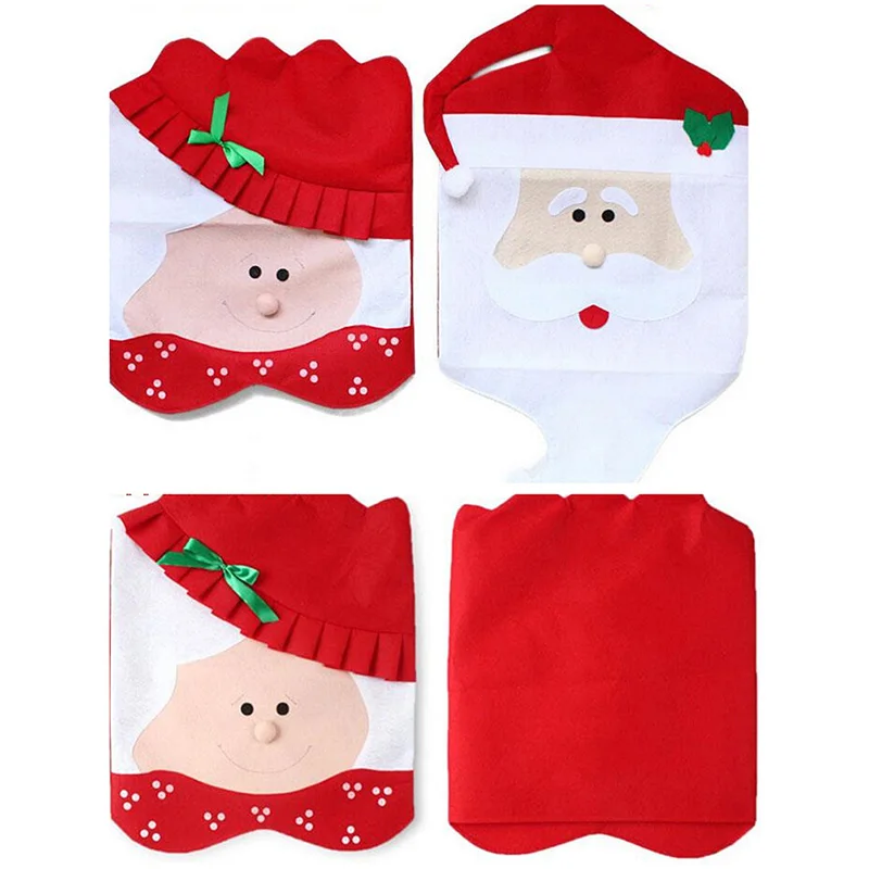 Рождественские чехлы на спинку стула Mr & Mrs Санта Клаус для богатая