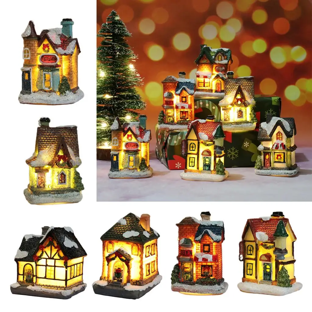 

Рождественский светодиодный светильник из смолы для самостоятельной сборки, рождественские подарки, украшения для снежного пейзажа