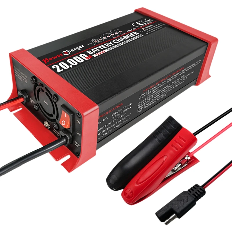 

12V 20A Automatic 7-Segment Lead-Acid Battery Intelligent Charger Reverse Connection Protection