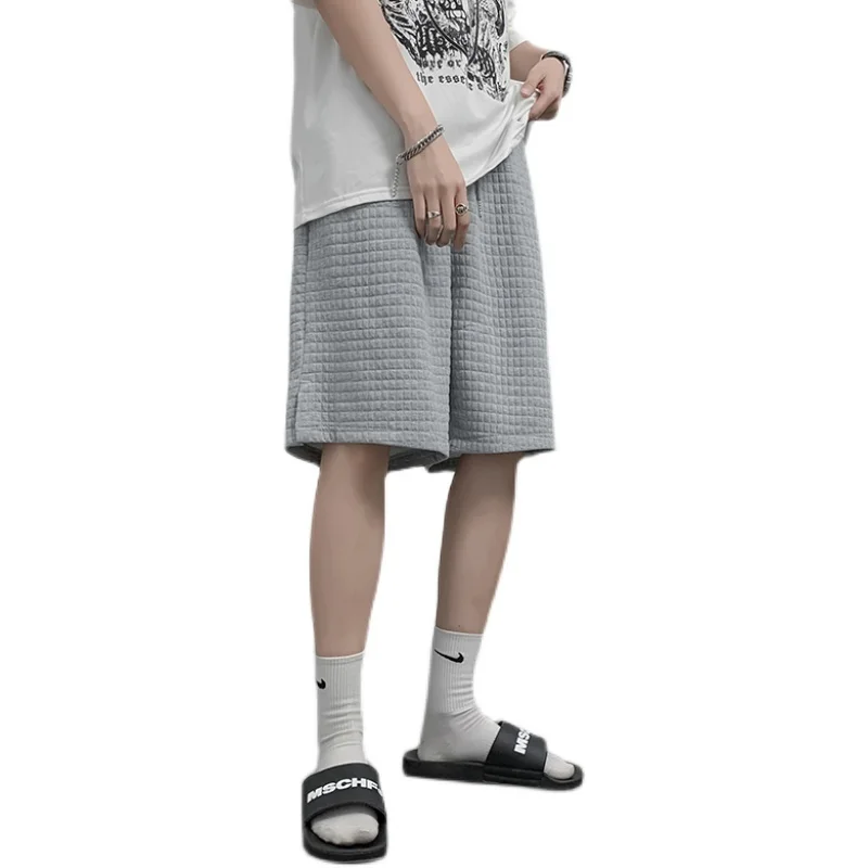 

Shorts Solid Waffle Design Summer Men's Five-point Pants Thin Mid-pants Loose Sports Pants Casual Travel Men's Clothes Trend