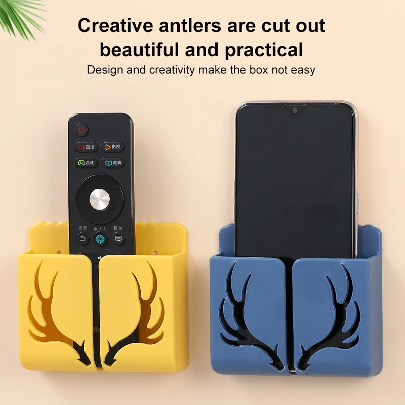 

Antler TV mobile phone storage box remote control bedroom hole free wall wall Harging Plug Holder Box Phone Holder storage