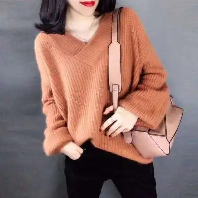 

Fashion New Sexy Off Shoulder Sweater Women Lantern Sleeve Chic Knitwear For Women Casual Korean Winter Top