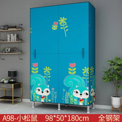 

Cloth Wardrobe All Steel Frame Canvas Steel Pipe Reinforced Thicken Double Clothes Storage Cabinet Household Simple Economy