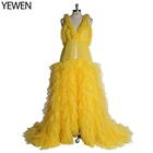 Платье для беременных Yewen желтое, без рукавов, с V-образным вырезом и открытой спиной