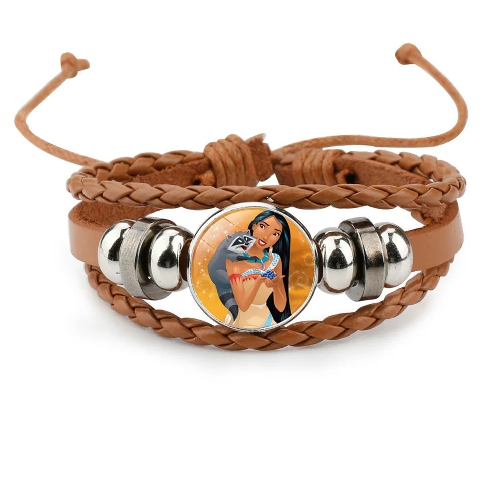 Новые Мультяшные браслеты Pocahontas Poka A. Hontas Pocahontas, кожаные браслеты принцессы, регулируемые браслеты для детей, подарки для девочек, Прямая поставка