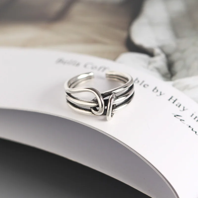 S925 Серебряное женское кольцо оригинальный дизайн регулируемое отверстие