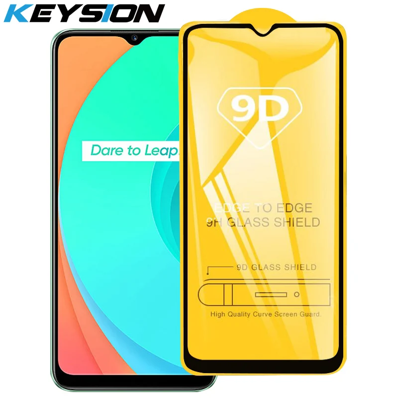 

KEYSION 9D Tempered Glass for OPPO Realme C11 Full Cover HD Transparent Screen Protector Glass Film for Realme C11