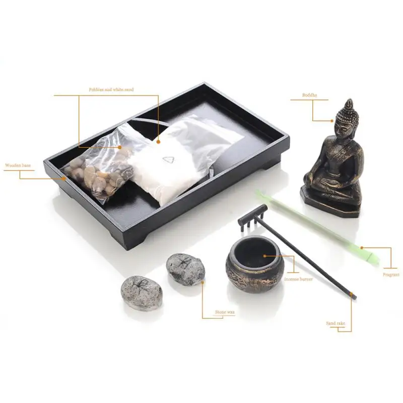 

Resin Modern Style Crafts Ornaments Sand Table Sitting Buddha Ornament Zen Garden Candle Holders For Natural Stone Rattan Set