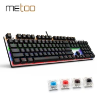 metoo gaming mechanical keyboard 87104 anti ghosting luminous blue red black switch backlit led wired keyboard russian sticker