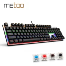 Metoo Gaming Mechanical Keyboard 87/104 Anti-ghosting Luminous Blue Red Black Switch Backlit LED wired Keyboard Russian sticker