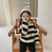 girls striped sweater childrens turtlenecks toddler autumnwinter knitted clothes baby girl long sleeve knit tops kids knitwear