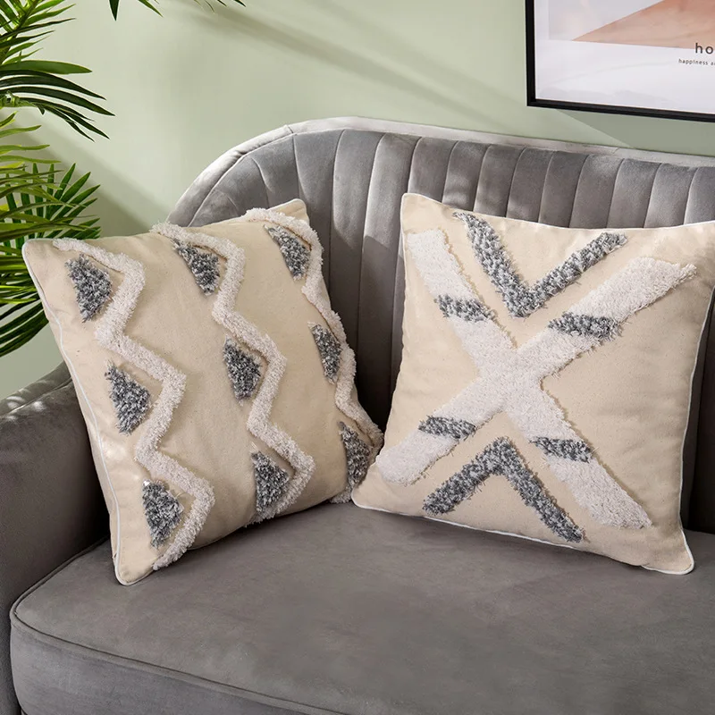 

Home Decor Morocco Linen Macrame Pillow Cover Tufted Luxury Cushion Cover with Tassel Sofa Bed Chair Car Decorative Pillow Case