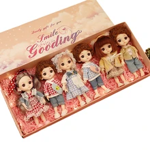 16CM BJD Dolls 13 Movable Jointed Girl Boy Toys With Gift Box Fashion Cute Make-up Toy BJD Beauty Doll For Birthday Gifts Set