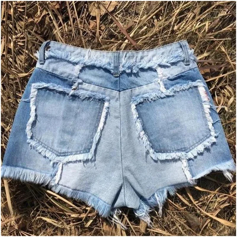 

Jane Deiune 2021 Spring Summer Women Sexy Patchwork Skinny SLim Mid Waist Denim Shorts Lady Casual Streetwear All-Match