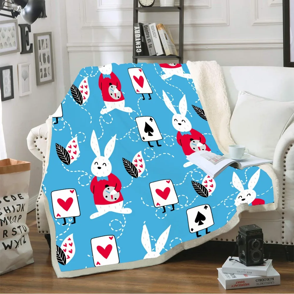 

Покер с сердцем карты бросок одеяло кролик лист шерпа одеяло красный синий ребенок сон в путешествиях одеяла зима ТВ одеяло мультфильм деко...