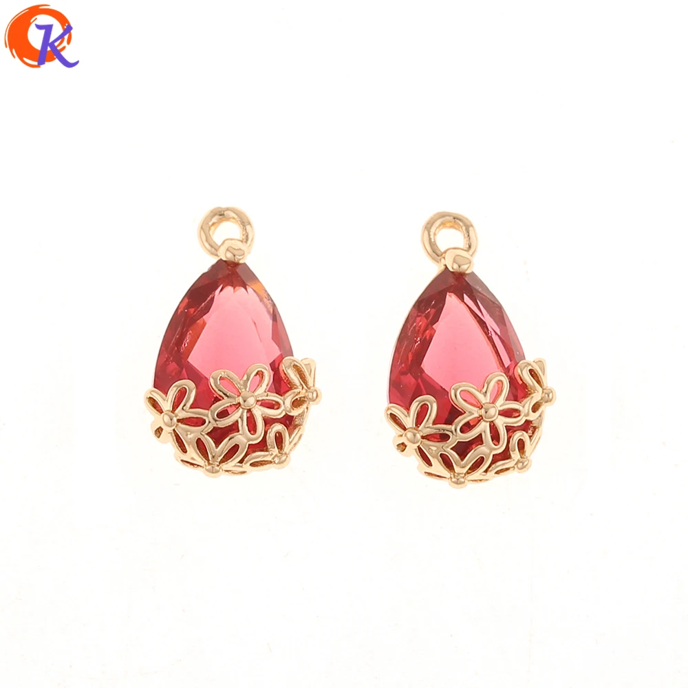 Hot Pink Сердечный Дизайн 50 шт 9*18 мм ювелирные аксессуары/хрустальный кулон/амулеты ювелирные изделия/изготовление сережек/Сделай сам/ручная работа/фурнитура для сережек - Цвет: Hot Pink
