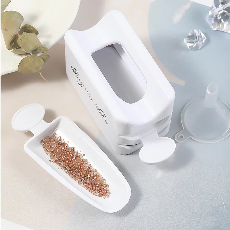 

Double Layer Glitter Powder Drill Nail Art Manicure Tools Profesional Jewelry Recycling Box Storage Portable Container