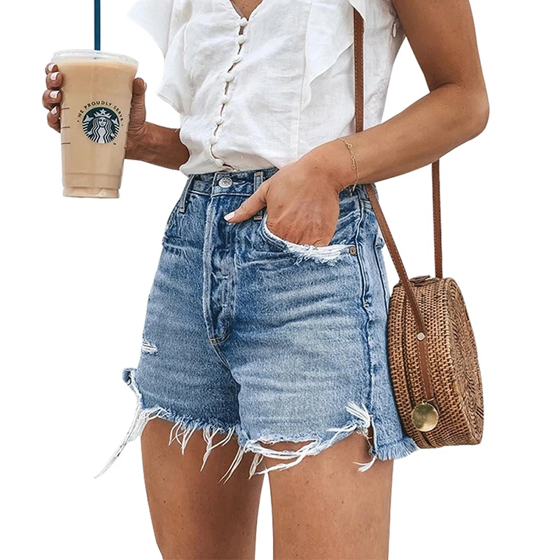 

Ripped Skinny Jeans For Women 2021 Summer Sexy Straight Shorts Ladies High Waist Plus Size Hot Short Jeans Feminino