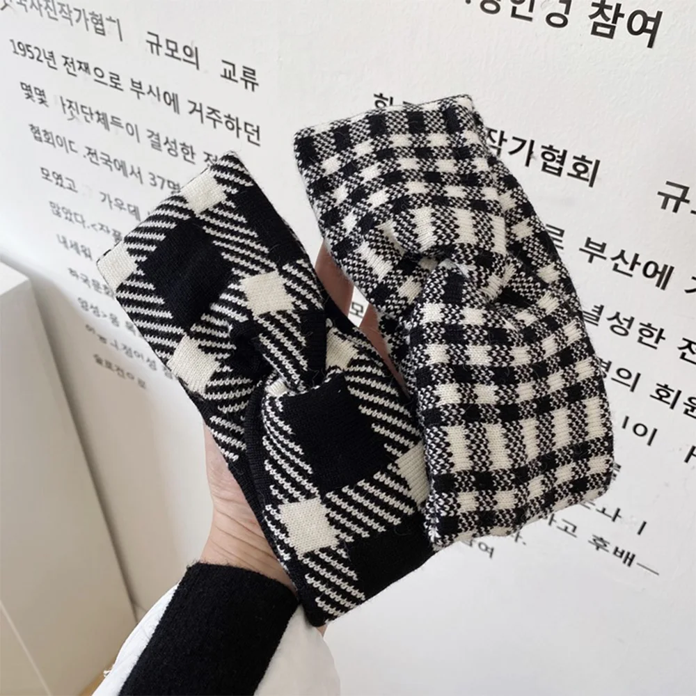 

1PC Knitted Headbands For Adult Korean Style Letters Print Crossing Hair Bands Spandex Bandage Headwear Accessories Autumn Winte