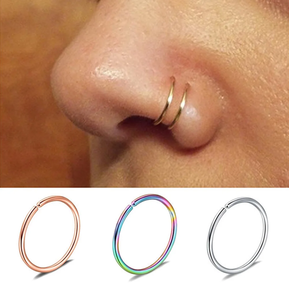 Кольцо в нос не Имитация пирсинга кольца для губ женщин из нержавеющей стали