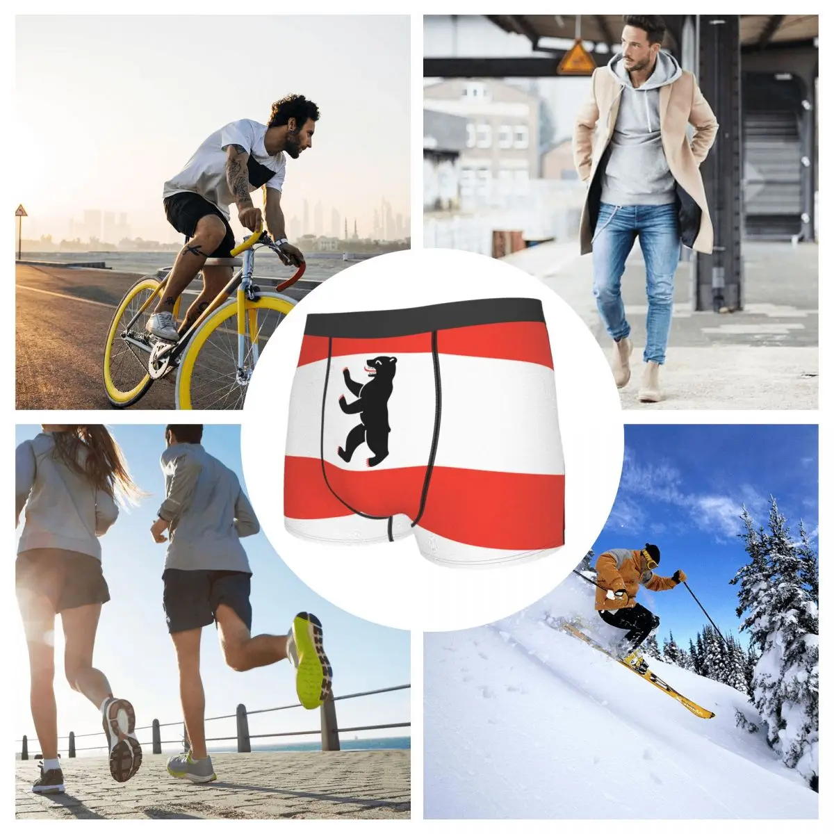 Flag Of Berlin Men's Boxer Briefs German states Funny Joke elastic pants for men