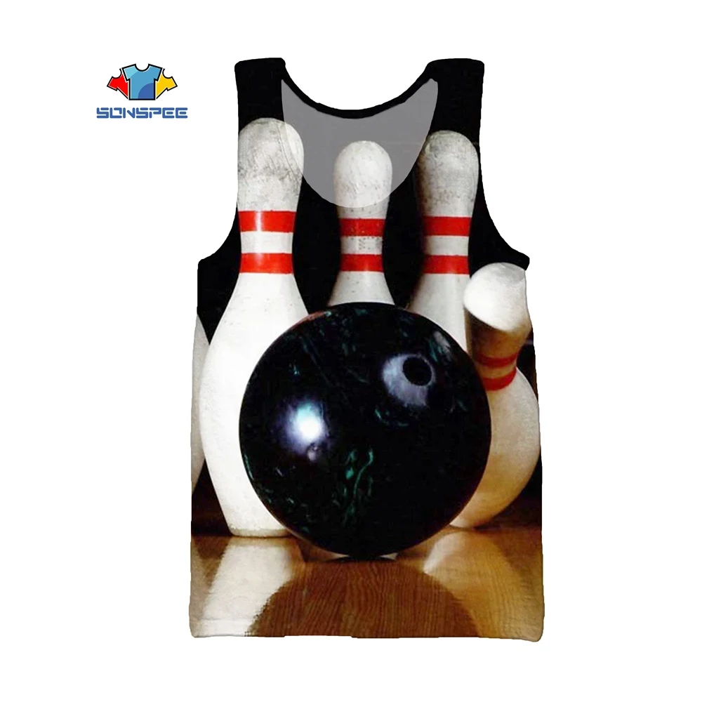 

SONSPEE International Bowling 3D Printing Vest Sleeveless Men's and Women's Harajuku Top Casual Fashion Hip-hop Sports Pullover