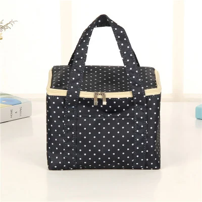 Navy Blue Сумка для ланча коробка для хранения Ткань Оксфорд изоляционный пакет ручной пакет цветной квадратный открытый охлаждающий пакет для пикника - Цвет: Navy Blue