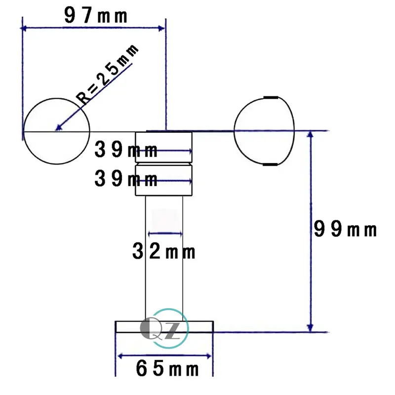 Датчик скорости ветра QS из поликарбоната трехосевой анемометр с контролем