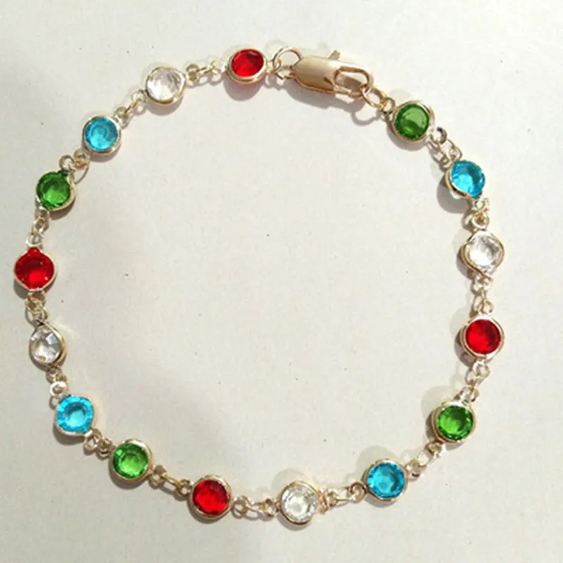 

ZHUOY Rainbow Color Crystal Anklets Women New Multi-Color Micro-Inlaid Rainbow Crystal Anklet, Exquisite Fashion Jewelry