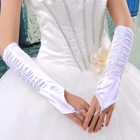white ivory brides classic adult eblow stretch satin fingerless long gloves women gloves matching costume