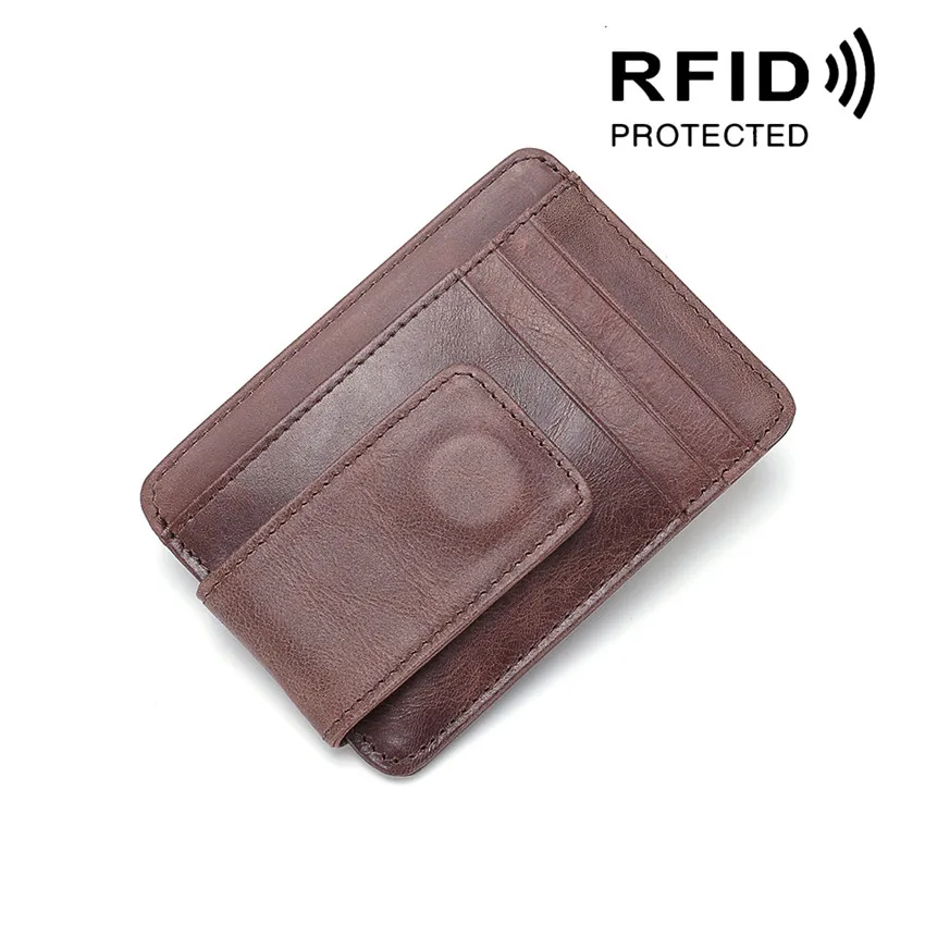 Модный мужской кошелек тонкие бумажники из натуральной кожи с рчид Мужская