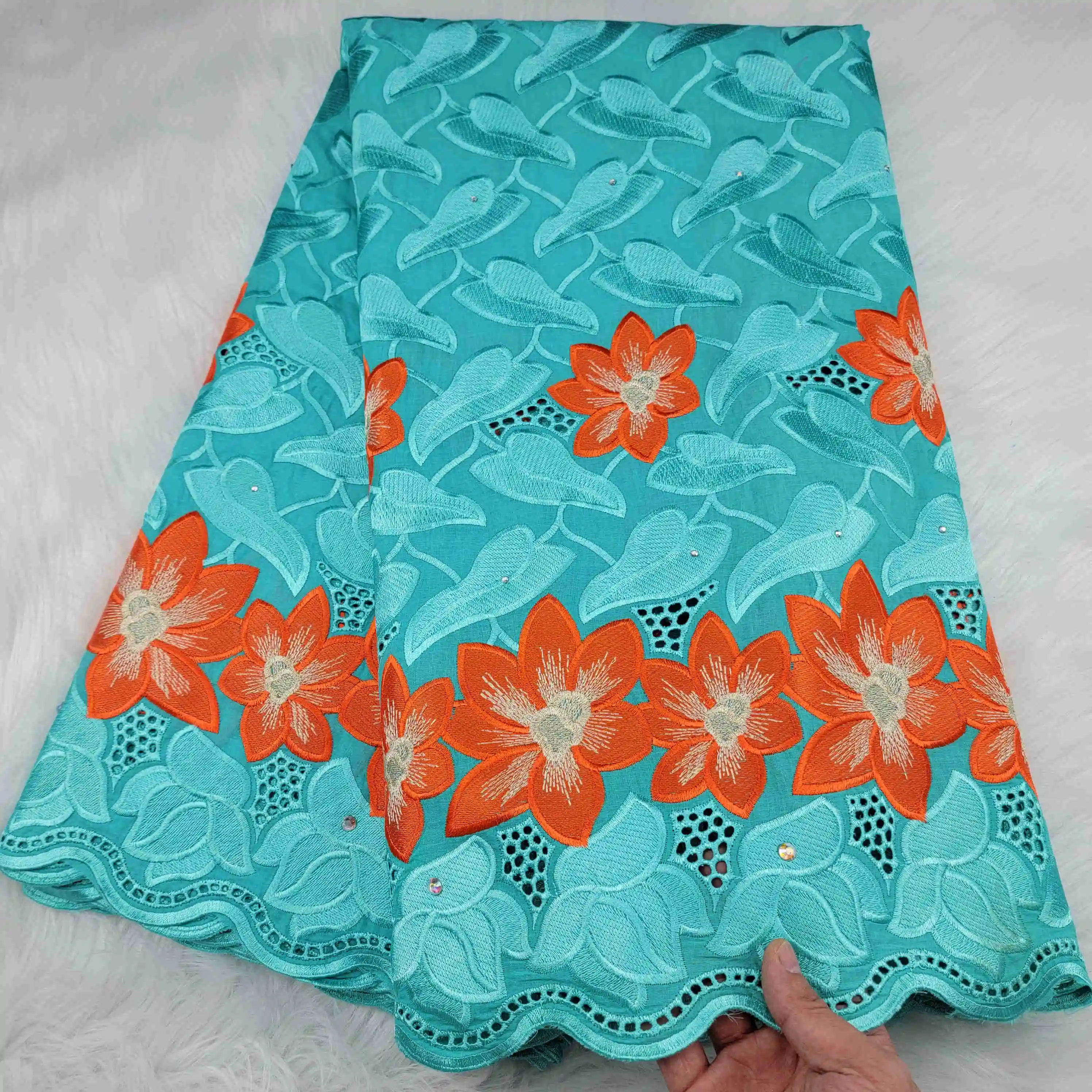 Ткань из Дубая 100% хлопковое кружево швейцарская вуаль в Швейцарии африканские