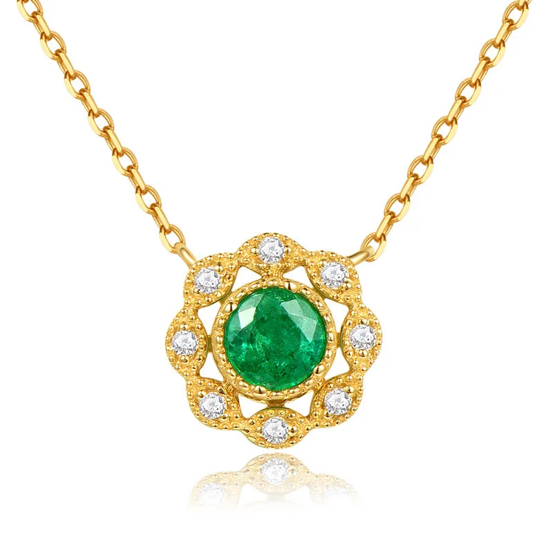 

Free Shipping Emerald Precious Stone Luxury High Quality Womens Jewelry Pendant Necklace For Girlfriend/Women