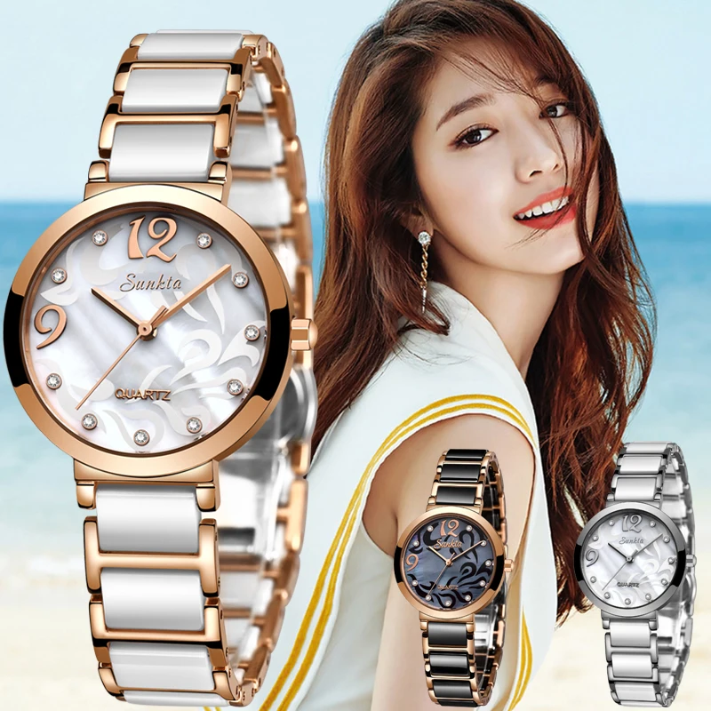 Часы наручные Sunkta женские кварцевые брендовые Роскошные водонепроницаемые
