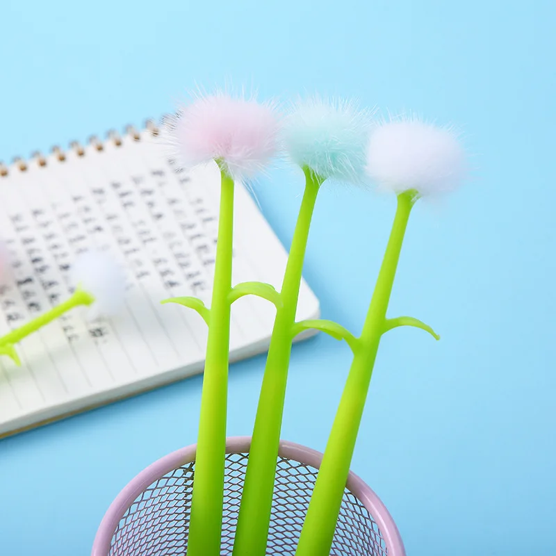 48pcs/set Creative Silicone Dandelion Neutral Pen Simulation Flower Gel Pen Lovely Signing Pen Wholesale