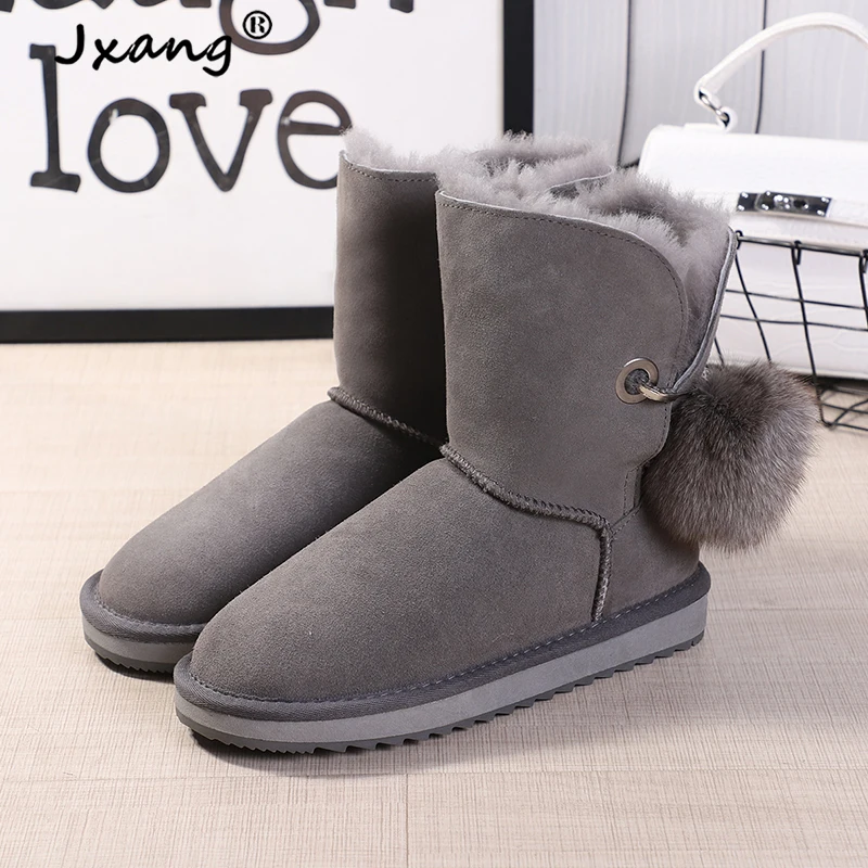 JXANG 2020 высокое качество брошь с кристаллами и помпоном женская зимняя обувь мяч