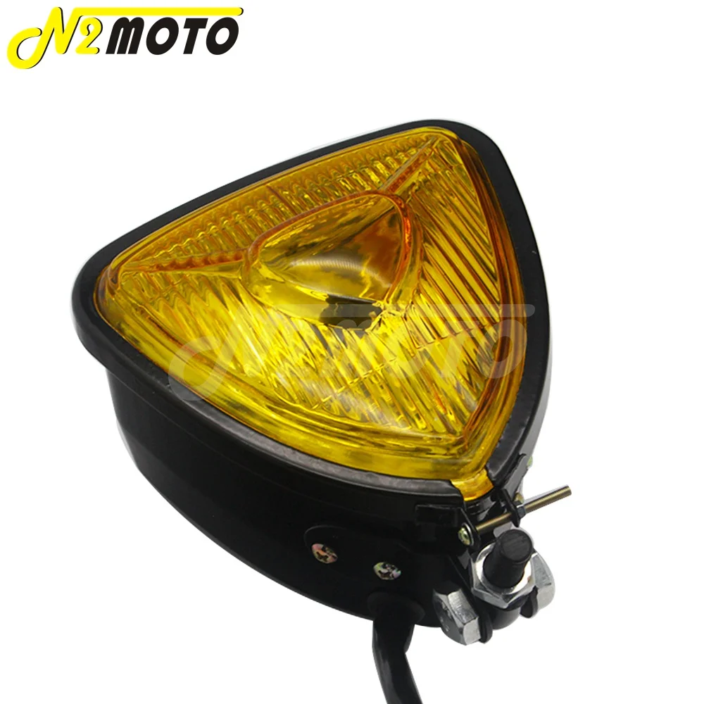 Для Harley Cafe Racer Chopper Bobber заказной мотоциклетный треугольный желтый налобный фонарь