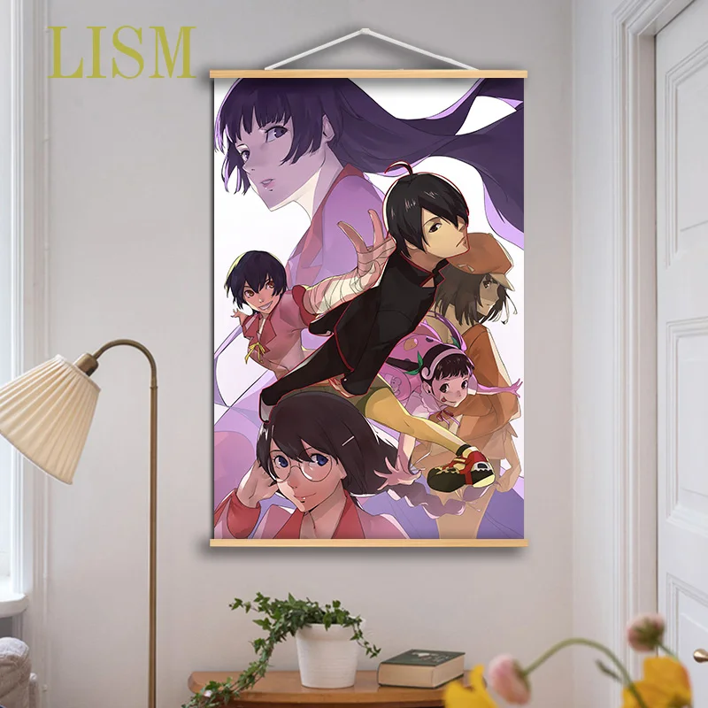 Плакат Аниме Bakemonogatari senjougaхара Hitagi oshino shinobu Картина на холсте Свиток из массива