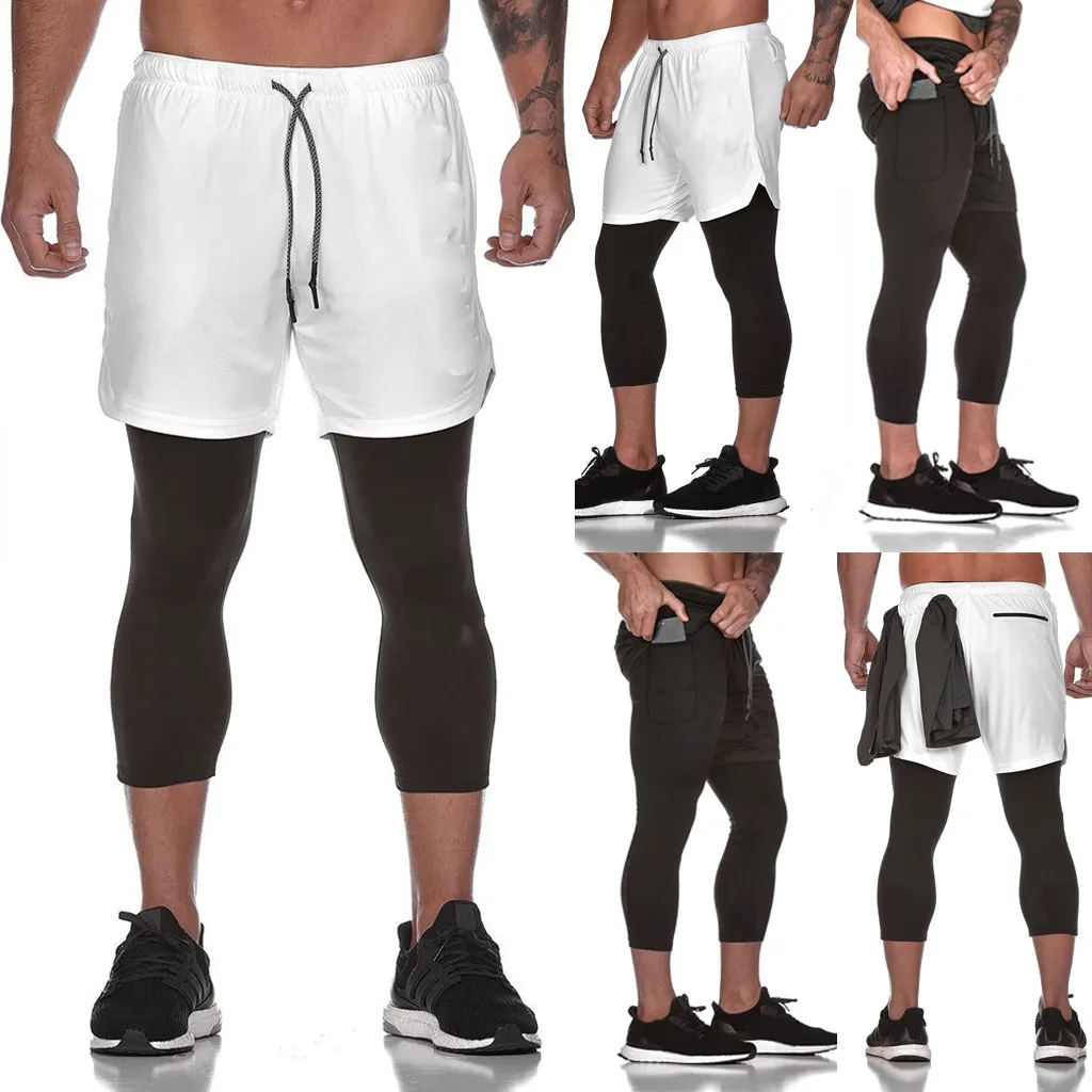 

2021 Men's Fashion New Style Sports Pants With Inside Pocket Fitness Pants Drawstring Shorts Men's Comfortable Beach Pants