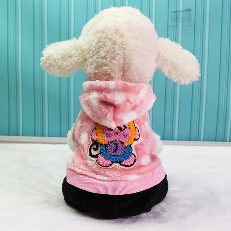 Новый стиль для осени и зимы одежда собак с четырьмя ногами фланелевая розовая